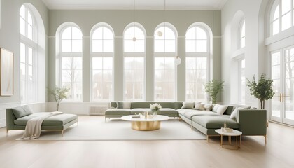 white and gold theme interior modern minimalism photo realism