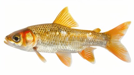 Goldfish Swimming in White Background