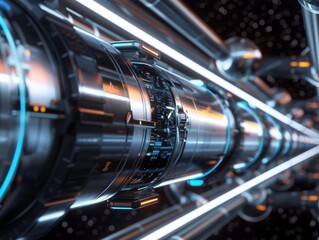 Obraz premium Hyperloop Transit System Futuristic transit with a space background and text area