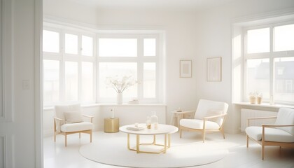 Fototapeta premium white and gold theme interior modern minimalism photo realism