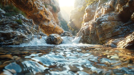 A river flowing through a canyon - Powered by Adobe
