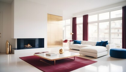 Fototapeta premium white and gold theme interior modern minimalism photo realism