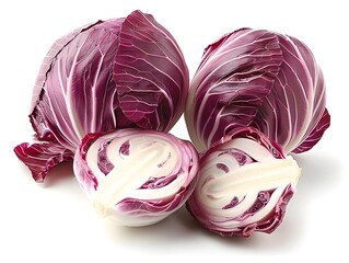 Obraz premium Fresh Radicchio Heads on White Background