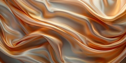 Obraz premium Elegant Peach Satin Fabric Perfect for Backgrounds or Textiles. Concept Fabric, Satin, Peach, Elegant, Backgrounds