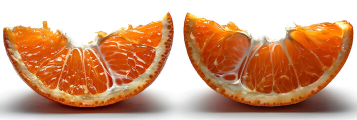 Broken Orange Outermost Shell Isolated on White,
Organic Fresh Raw Grapefruit sliced cuts isolated on white background