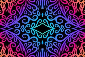 Beautiful colourful batik ethnic dayak line art pattern of indonesian culture traditional background 