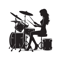 Fototapeta premium A drummer musician drumming drums in detailed silhouette