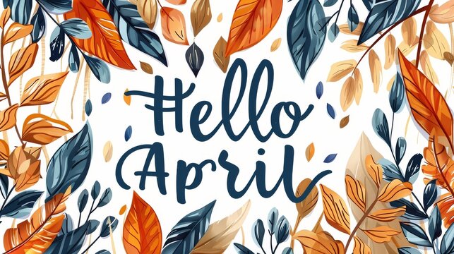 hello april april text flower decoration mayo month illustration