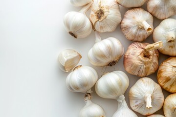 Pile of Garlic on White Surface