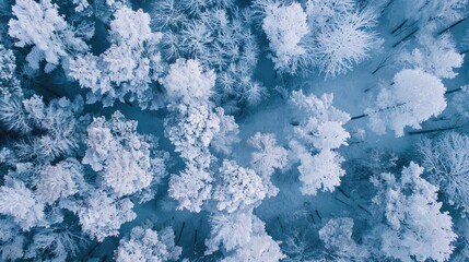 Fototapeta premium Snow covered trees in the frost