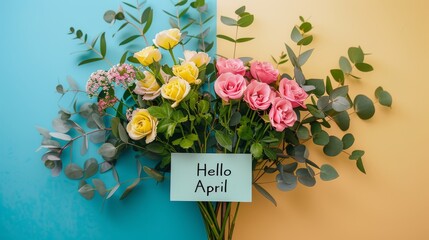 hello april april text flower decoration mayo month illustration