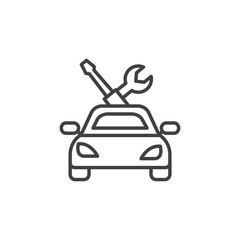 Car mechanic icon set. Car vehicle garage service vector symbol in car repair workshop sign.