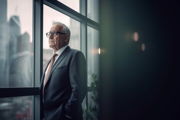 senior businessman looking out of the window