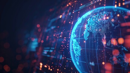 Obraz premium Interactive 3D globe data chart, displaying global data points, sleek and modern design, perfect for international or geographical data visualization