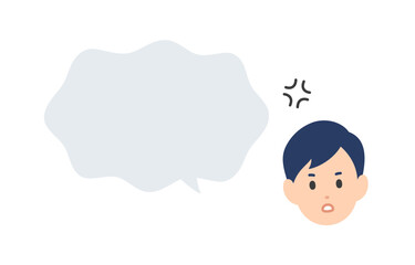 怒る男性とふきだしのセット【人物ベクターイラスト素材】