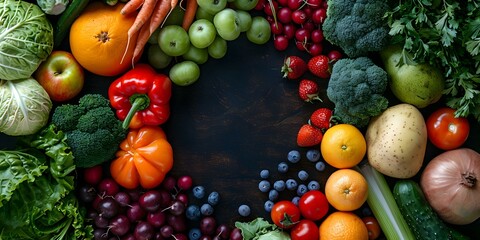 A Variety of Colorful Fruits and Vegetables Creating a Lush and Nutritious Display. Concept Food Photography, Colorful Ingredients, Healthy Eating, Nutritious Meals