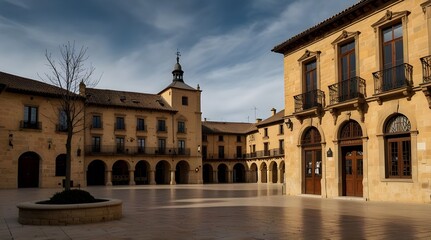 Fototapeta premium Main Square Of Haro With Its Picturesque Buildings. Architecture, Art, History, Travel.Briones, La Rioja, Spain. AI genrative picture 