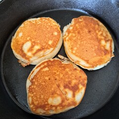 pancakes on a frying pan