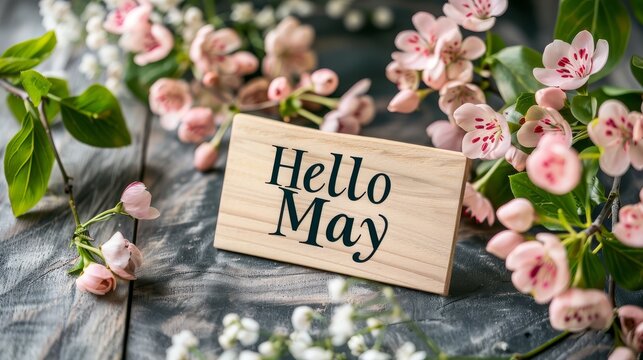 hello may may message flowers decoration may illustration