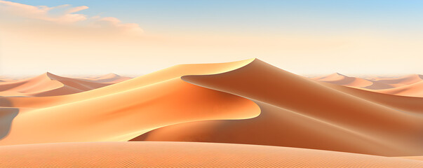 Sand dunes in the desert on a clear day high temperature the heat, Majestic Sand Dunes in the Desert Under a Clear Sky
Desert Sand Dunes on a Sunny Day, Heat and Beauty