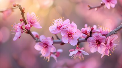 Obraz premium Branch of a Tree With Pink Flowers