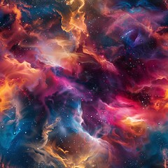 A surreal portrayal of colorful nebula clouds, merging fantasy elements to emphasize the dreamlike and mysterious qualities of these cosmic phenomena