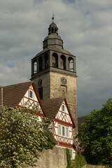 The Town of Bad Sooden Allendorf in the Werra Valley, Germany. Vertical frame.