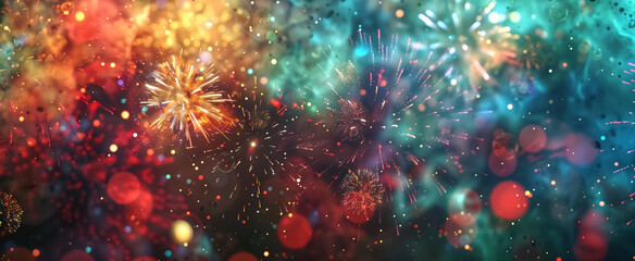 Fototapeta premium Abstract background new year, cheering crowd and red blue green