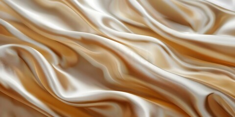 Obraz premium Elegant White Satin Fabric with Glossy Waves on a Smooth Surface. Concept Elegant Fabrics, White Satin, Glossy Waves, Smooth Surface
