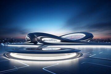 Obraz premium Futuristic and Modern Architecture of a Captivating Sport Arena Backdrop