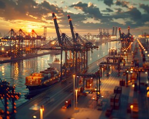 Port with Container Ships  Global trade and logistics, showcasing the scale of industrial operations