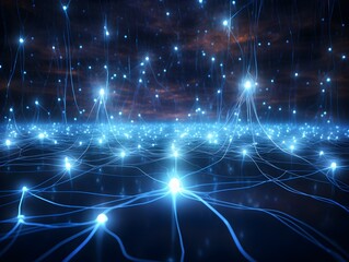 Fototapeta premium Luminous Neural Network in Futuristic Digital Universe