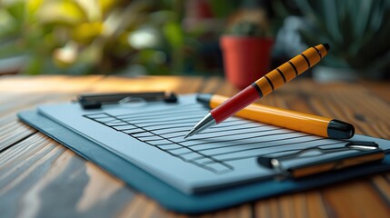 Fototapeta premium concept of human resources and management employees must complete the online survey form and answer the test questions a clipboard with a checklist marked