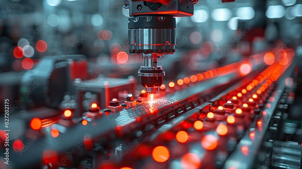 Poster automation robot arms machine on modern virtual interface data real time in intelligent factory manu