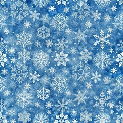 snowflakes winter in seamless pattern on blue background