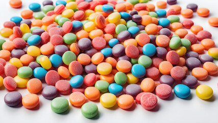 Obraz premium Colorful candies flying on the background, Generative AI