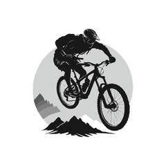 Obraz premium mountain bike cycling vector vintage illustration. Mountain bike logo
