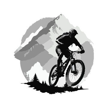 recommend clip art: mountain bike cycling vector vintage illustration. Mountain bike logo