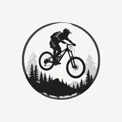 mountain bike cycling vector vintage illustration. Mountain bike logo
