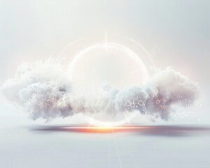 Quantum Computing Cloud  Quantum computer visuals with cloud effects and text space