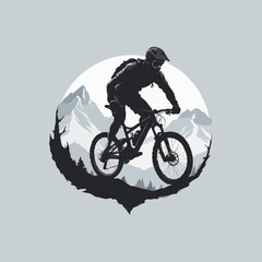 mountain bike cycling vector vintage illustration. Mountain bike logo