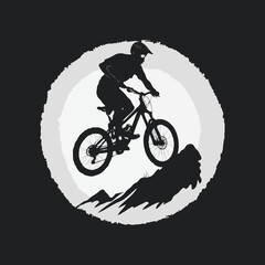 mountain bike cycling vector vintage illustration. Mountain bike logo