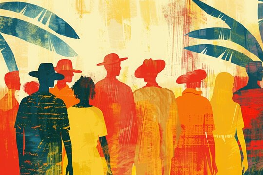 Abstract colorful illustration of people. Ai generative art	