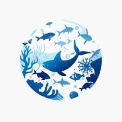 vector showing an underwater scene with diverse marine life, clean water, and no pollution, highlighting the importance of protecting our oceans