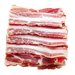 Obraz premium Stacked Slices of Raw Bacon Ready for Cooking, Illustrating the Concept of Ingredients Preparation.
