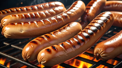 Delicious grilled sausages for hot dogs, Generative AI