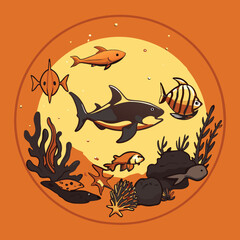 vector showing an underwater scene with diverse marine life, clean water, and no pollution, highlighting the importance of protecting our oceans