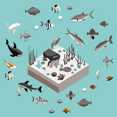 vector showing an underwater scene with diverse marine life, clean water, and no pollution, highlighting the importance of protecting our oceans