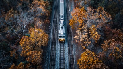Train traveling on train tracks