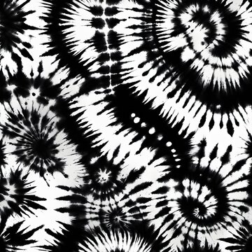 white and black tie dye seamless pattern